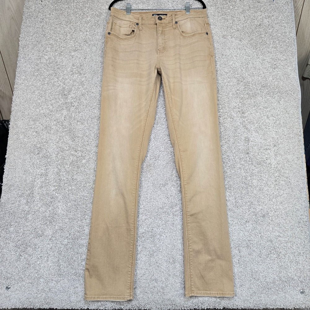 BKE Jake Straight Jeans Mens 34x36 Beige Tan distressed stretch